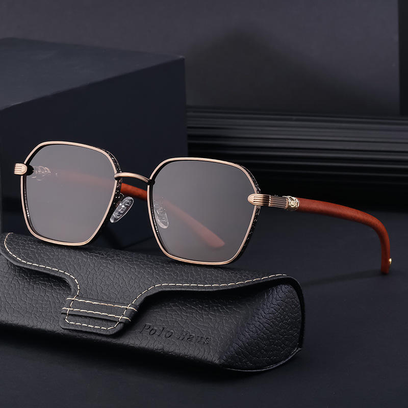 Wood grain mirror leg sunglasses for men Outdoor driving square sunglasses for men cross-border sunglasses