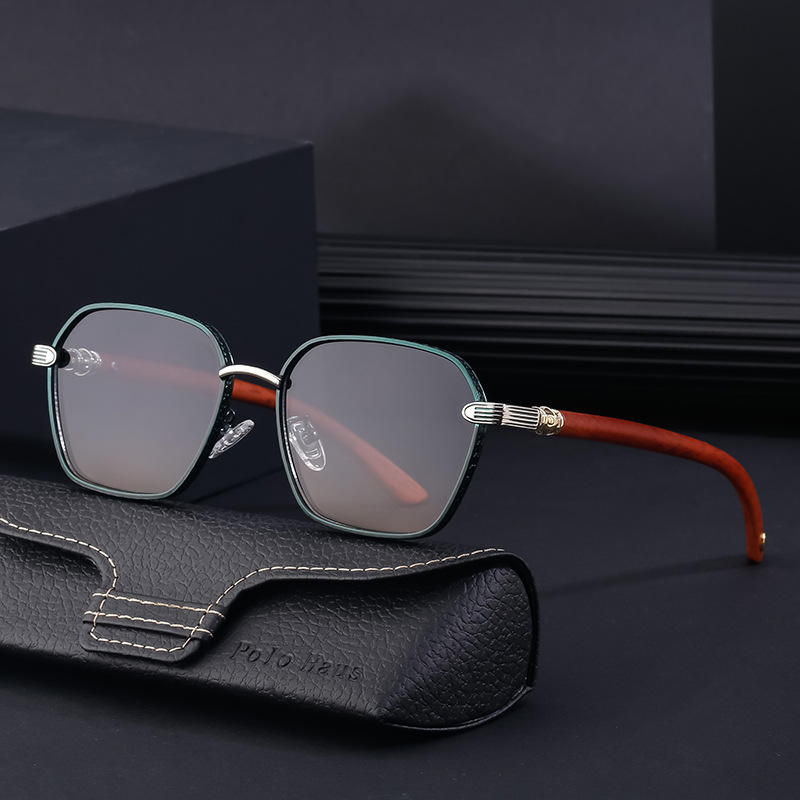 Wood grain mirror leg sunglasses for men Outdoor driving square sunglasses for men cross-border sunglasses