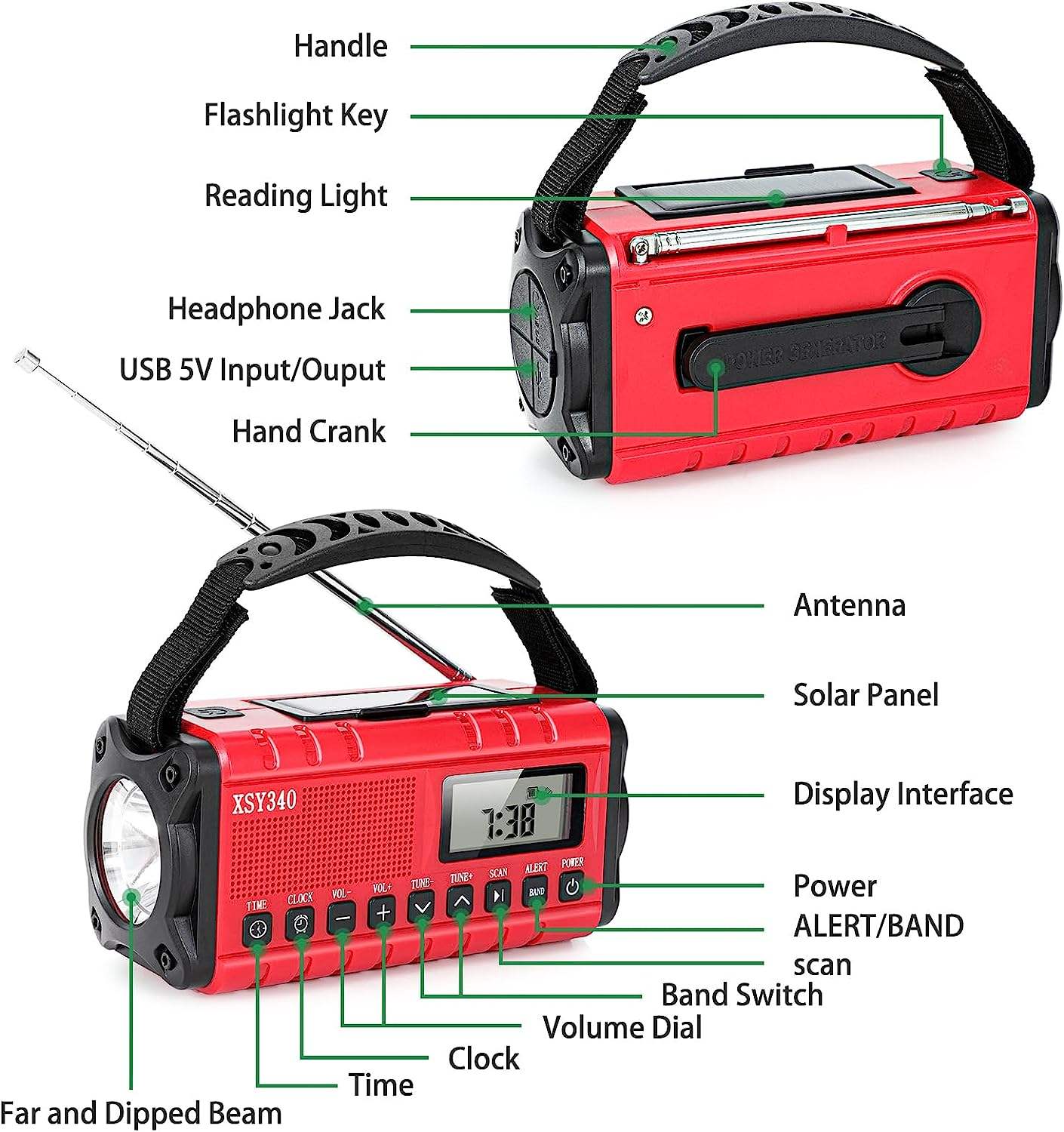 Emergency Survival Kit Multi-Function Fm Am  Weather Radio