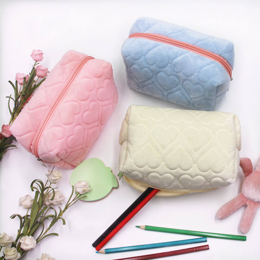 Cloth Makeup Bag Zipper Pouch Cute Heart Makeup Bag