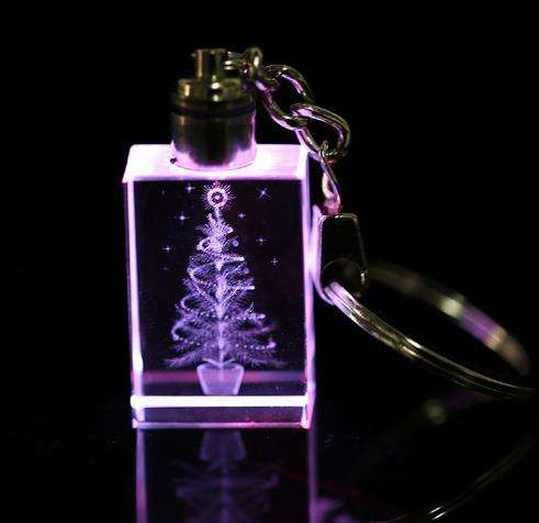 Engraved Colorful LED Crystal Key Chain Handmade Keychains