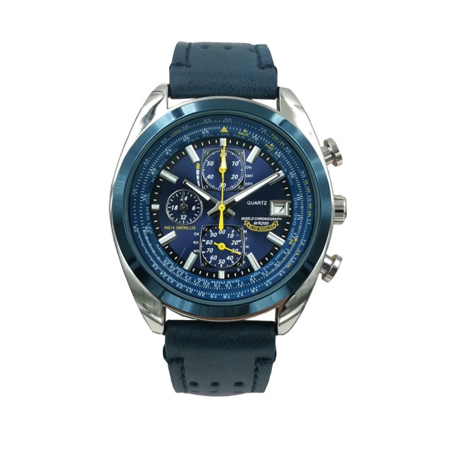 Classic Men's Chronograph Plated Stainless Steel Bracelet And Leather Strap Watch