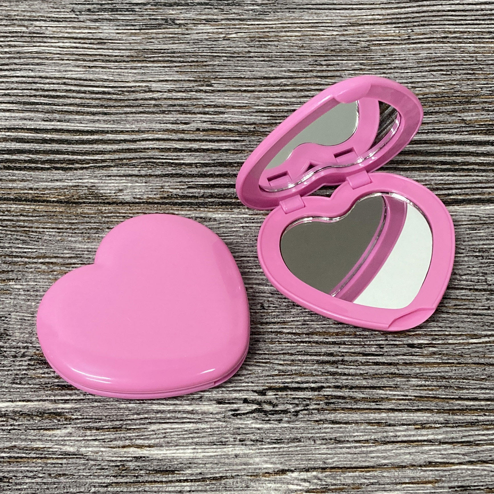 Heart shape 2-Sided Makeup Mirror in Stock, Private logo Portable Travel Makeup Mirror