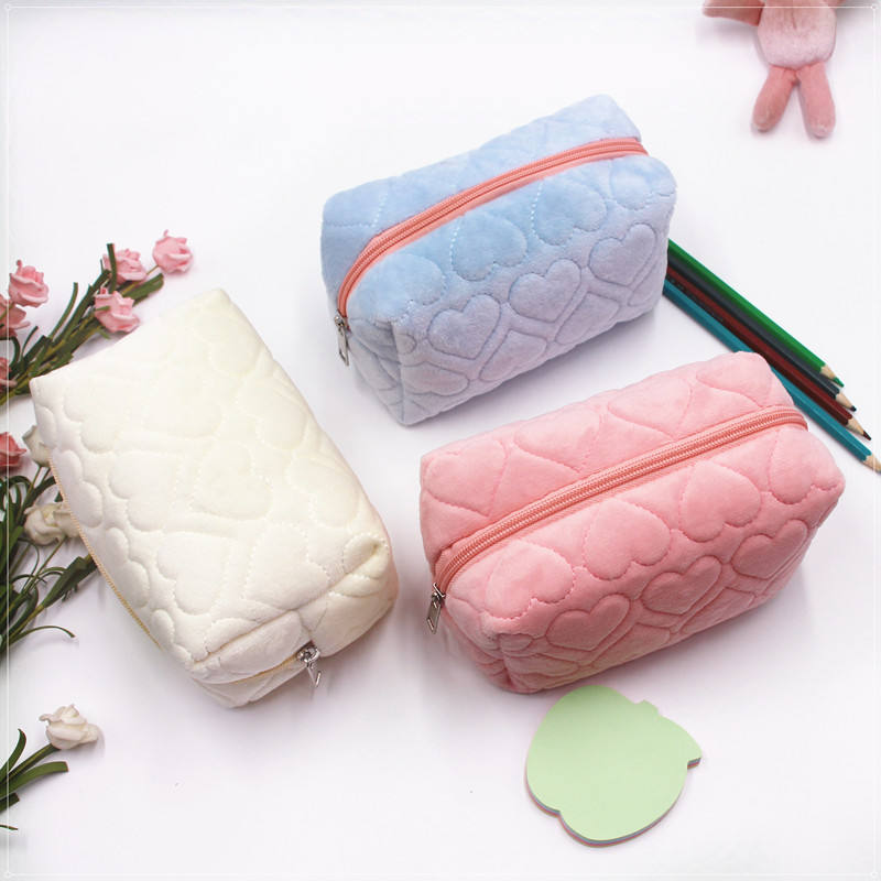 Cloth Makeup Bag Zipper Pouch Cute Heart Makeup Bag