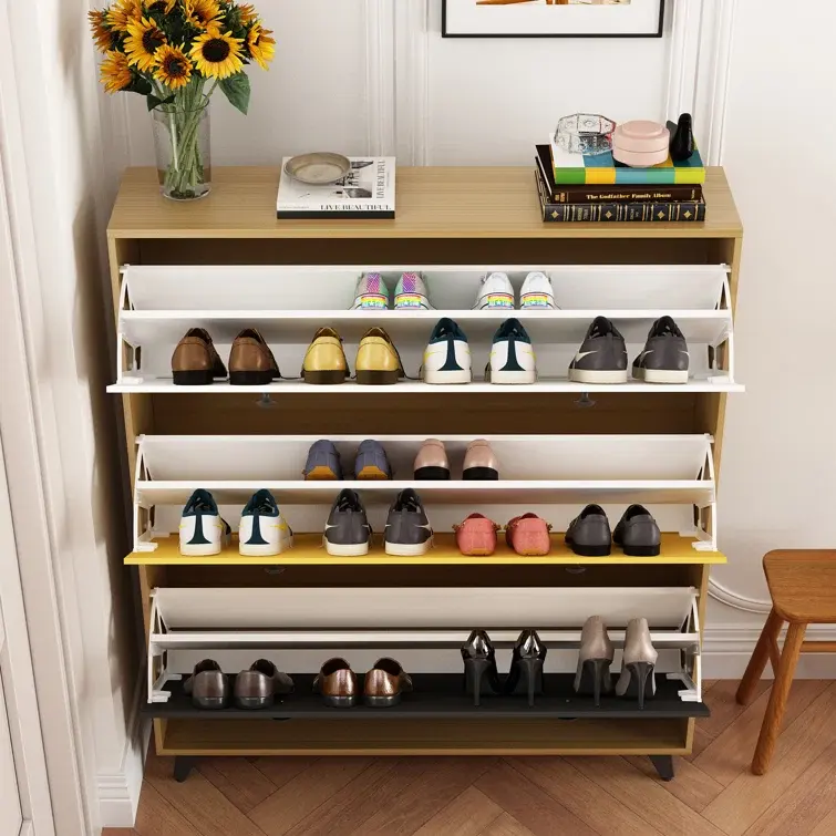 Stackable Shoe Storage Cabinet shoe organizer wooden colorful shoe cabinet organizer