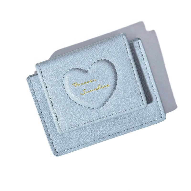 Women's small wallet multi-colors love embossed PU short coin purse