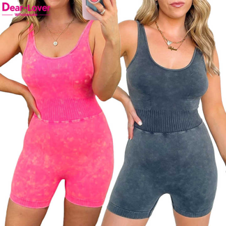 Women Solid Halter Sport Active Wear Gym Workout Romper Bodycon Activewear One Piece Yoga Jumpsuit