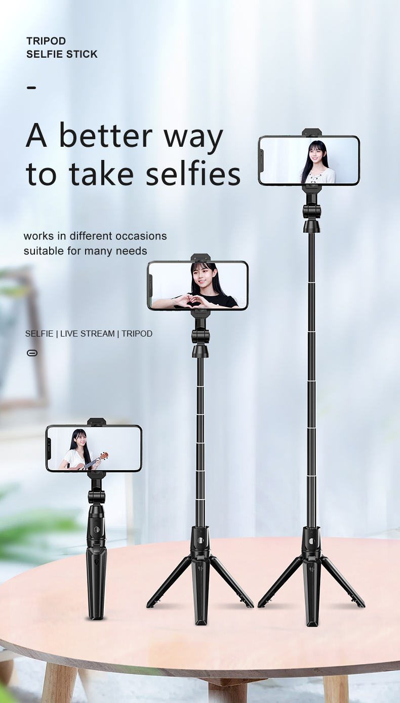 K21 Selfie Stick 360 Degree Rotating Mobile Phone Stand Holder Supports External Tripod