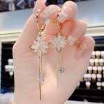 Zircon Earrings Womens Flower Tassel Earring S925 Silver Needle Pendant Earring Jewelry