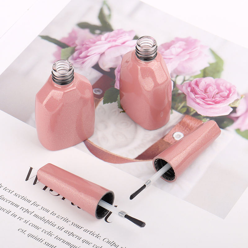 12ml simple pink glossy glass nail polish bottle