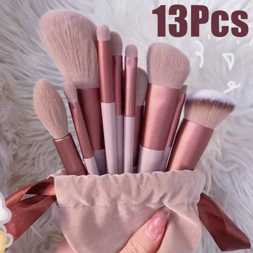 Rylan Eye Shadow Foundation Women Cosmetic Beauty Soft Make Up Tools Bag 13 PCS Makeup Brushes Set