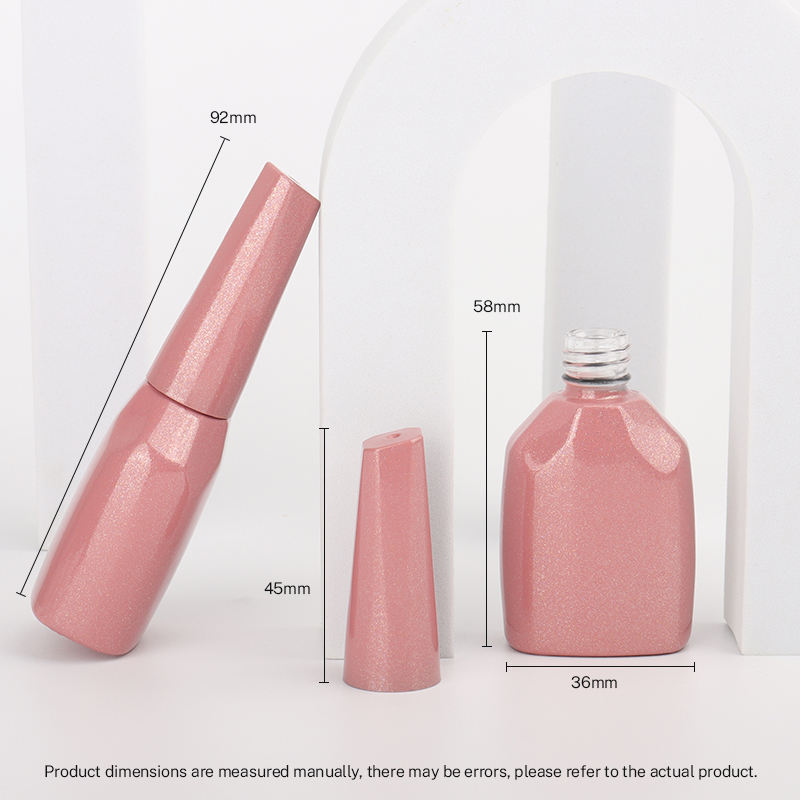 12ml simple pink glossy glass nail polish bottle