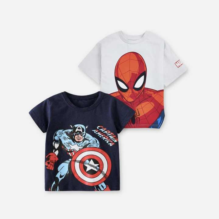 Cotton Round Neckline Baby T-Shirts Cartoon Printed Marvel Tshirt For Kids Boys