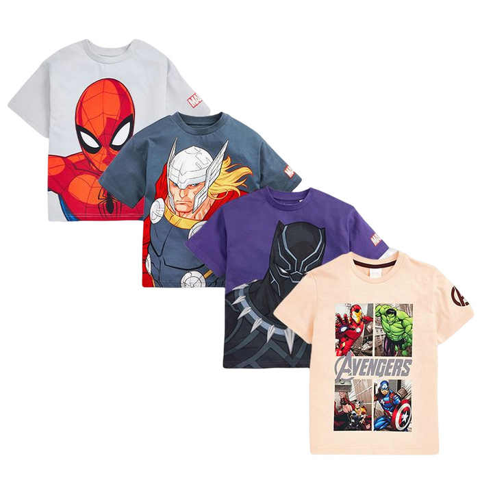 Cotton Round Neckline Baby T-Shirts Cartoon Printed Marvel Tshirt For Kids Boys