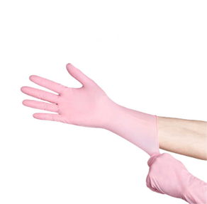 Pink 12 Inches Lengthen Disposable Dish Washing Cleaning Kitchen Nitrile Gloves for Housework