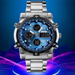 Mens Fashion Wristwatch 3 time analog digital quartz watch for men