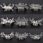 CHENGHE Copper Handmade Bridal Hair Comb Women’s Hair Pins Headpiece Crystal Pearl Wedding Crown Flower Rhinestone Accessories