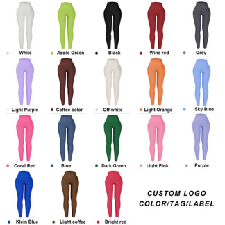 Quick Dry Solid Color High Waist Sweat-Wicking Gym Nylon Fitness Tight Sports Rib-Knit Yoga Leggings For Women