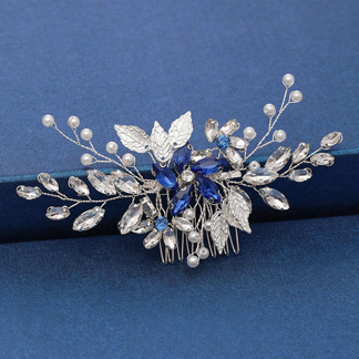 CHENGHE Copper Handmade Bridal Hair Comb Women's Hair Pins Headpiece Crystal Pearl Wedding Crown Flower Rhinestone Accessories