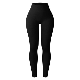 Quick Dry Solid Color High Waist Sweat-Wicking Gym Nylon Fitness Tight Sports Rib-Knit Yoga Leggings For Women