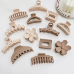 Accept ODM Fashion Geometric Hair Accessories Acrylic Frosted Flower Solid Colors Hair Claw Clamps Large Coffee Beige Hair Clip