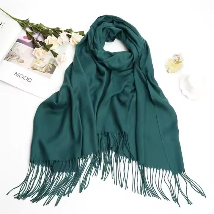 fashion custom logo women plain pashmina scarf cashmere