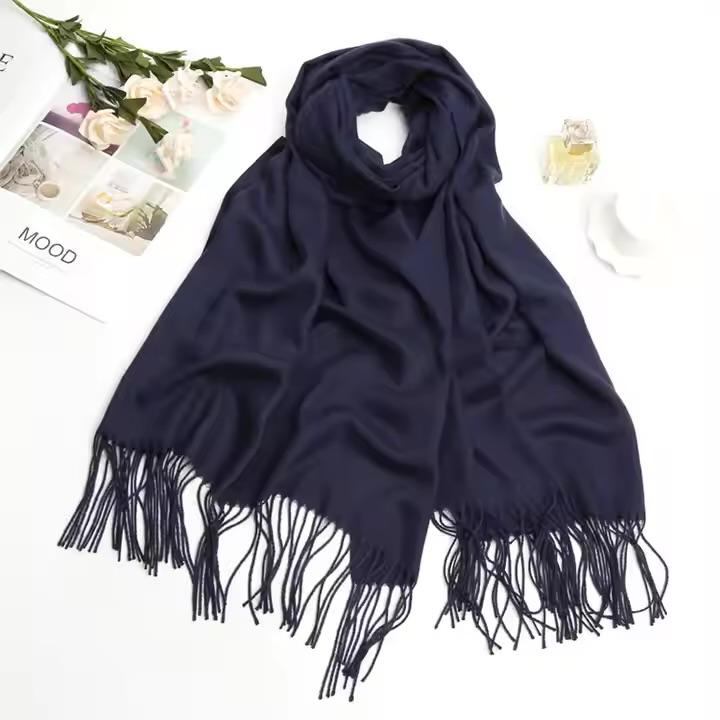 fashion custom logo women plain pashmina scarf cashmere