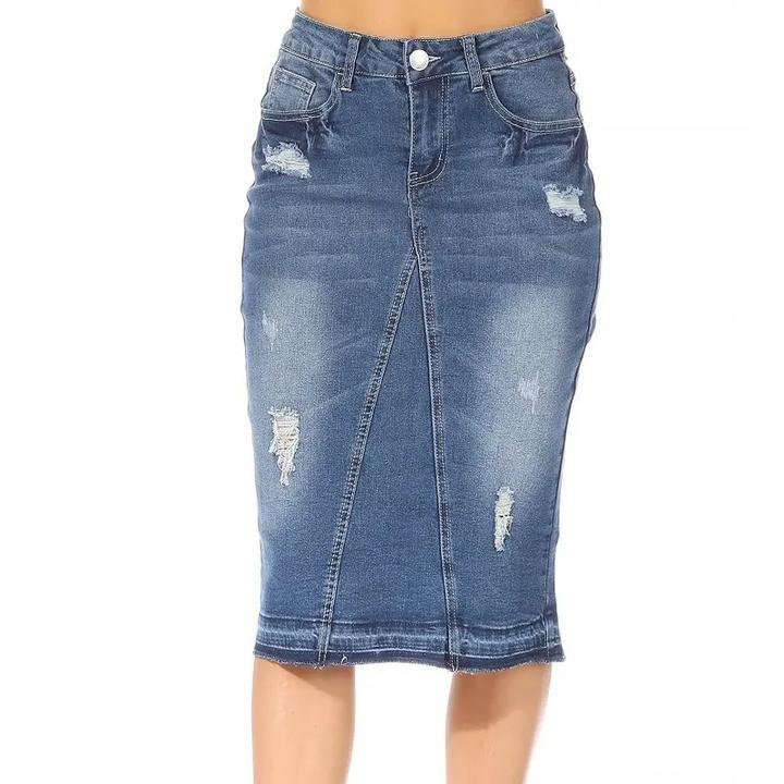 Summer Denim Skirt Wholesale Middle-Length Pencil Skirt Women Fashion  Casual Denim Skirts For Women