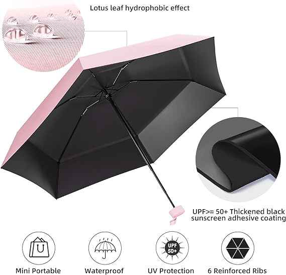 19 Inch 6k Uv Protection Capsule Pocket Portable With Custom Case 6 Folding Umbrella Travel Umbrella