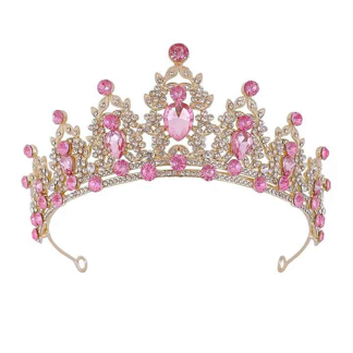 Princess Crystal Pink Blue Crown Tiara for Bridal Wedding Prom Birthday Cosplay Halloween Costumes Hair Accessories Women Girls