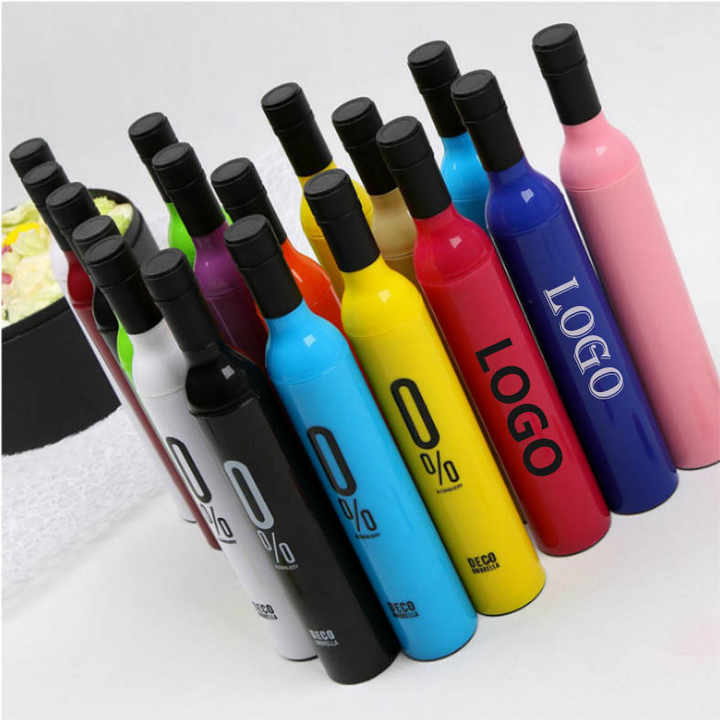 Travel Rainy Sunny 3 Folding Umbrella Logo Foldable Wine Bottle Umbrellas