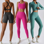 Fitness Clothing Butt Lift Leggings Full Zip Jacket Gym ActiveWear 4Piece Workout Yoga Suit Set For women