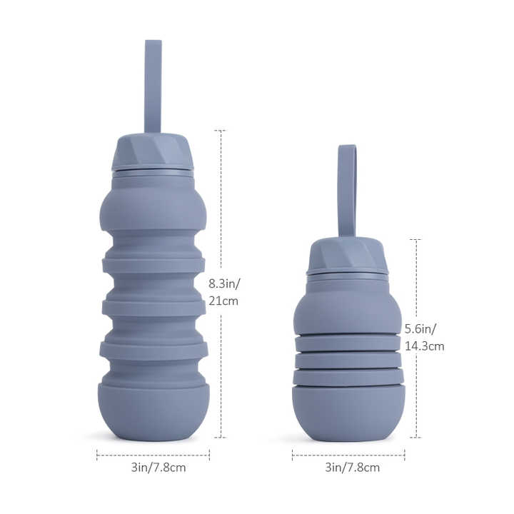 Food Grade Bpa Free Custom Silicone Gym Portable Foldable Heat Resistant Sport Folding Collapsible Silicone Water Bottle