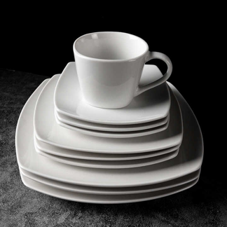 Ceramic Dishes & Plates porcelain dinner luxury white square dishes set plate dinnerware