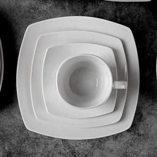 Ceramic Dishes & Plates porcelain dinner luxury white square dishes set plate dinnerware