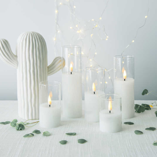 Matti's set of 5 pillar white glass led candle for home decoration