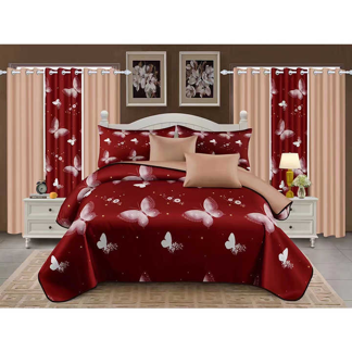 Bed Sheets Queen Size Christmas Bed Sheets Flat Sheet Set Curtain Cloth Bedroom 12pcs Printed Curtain Bedding Set