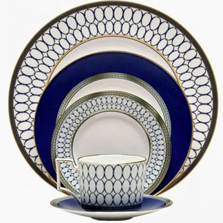 Home Ware Navy Blue Restaurant Ceramic Plates Dishwasher Available Porcelain Dinner Set