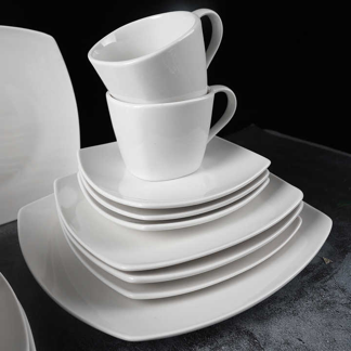 Ceramic Dishes & Plates porcelain dinner luxury white square dishes set plate dinnerware