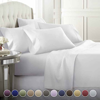 Luxury soft microfiber bedding sheet 1800 count deep pocket 4 piece hotel bed sheet set for hotel use