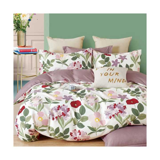 Floral Print Brushed Home Bedding Set Simple Fresh Comfortable Duvet Cover Set with Sheet Comforter Covers Pillowcases Bed Linen