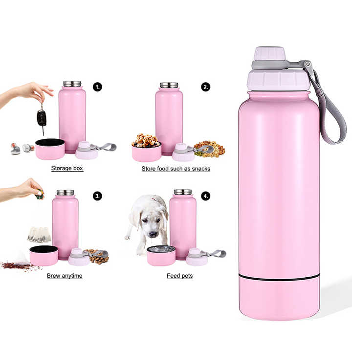 Collapsible Water Bottle Stainless Steel Water Bottle with Compartment