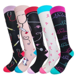 Custom logo knee high plain colorful nylon teacher doctor office nurse  compression socks medical 15-20 mmhg for women