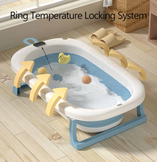 Baby bathtub with thermometer for baby body cleaning