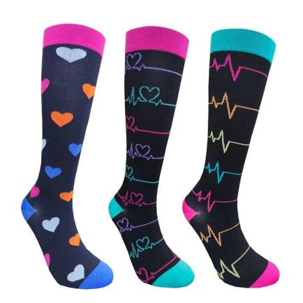 Custom logo knee high plain colorful nylon teacher doctor office nurse  compression socks medical 15-20 mmhg for women