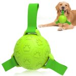 Rubber Indestructible Dog With Nylon Woven Strap Interactive Dog Soccer Ball Toy