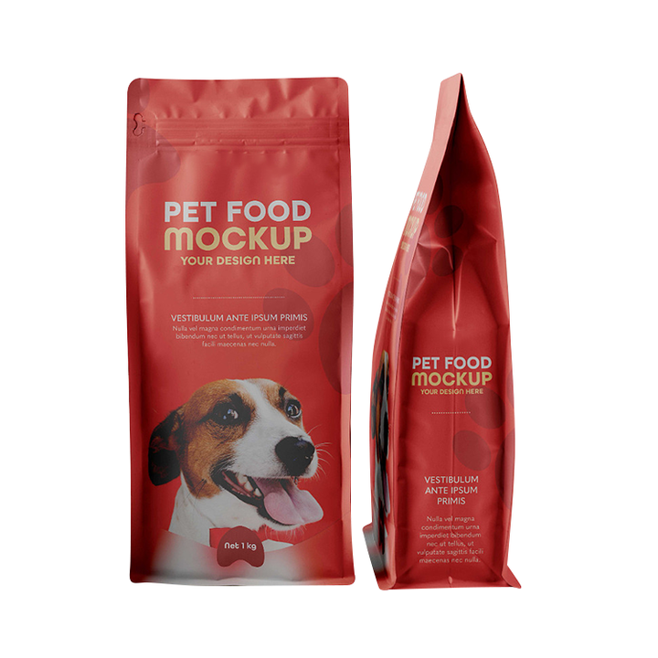 Recycled Flat Bottom Dog Treat Bags Zip Lock Pet Food Packaging