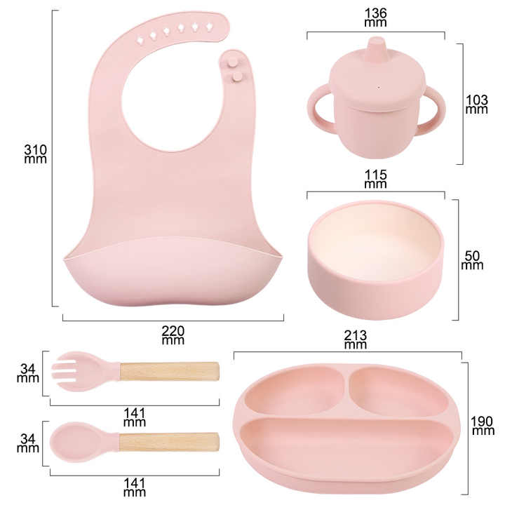 Silicone Bib Spoon Bowl Kids Dining Baby Accessories Feeding Tableware Set