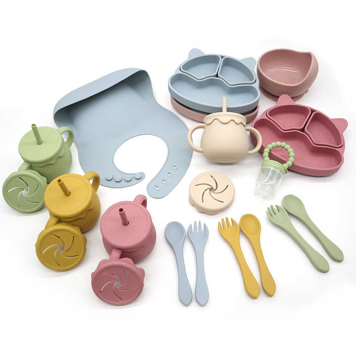 Kids Food Accessories Children's Tableware Silicone Baby Feeding Baby Eating Set