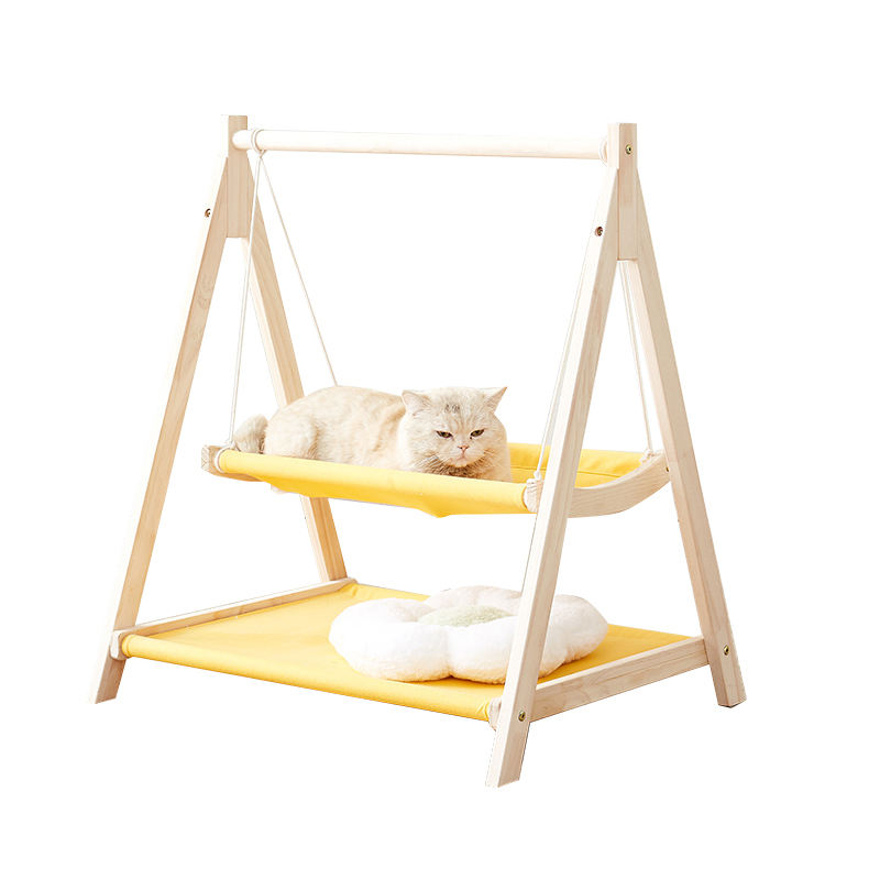 Pet cat hammock wooden All Seasons cat bed Hanging bunk bed washable cat litter the swing